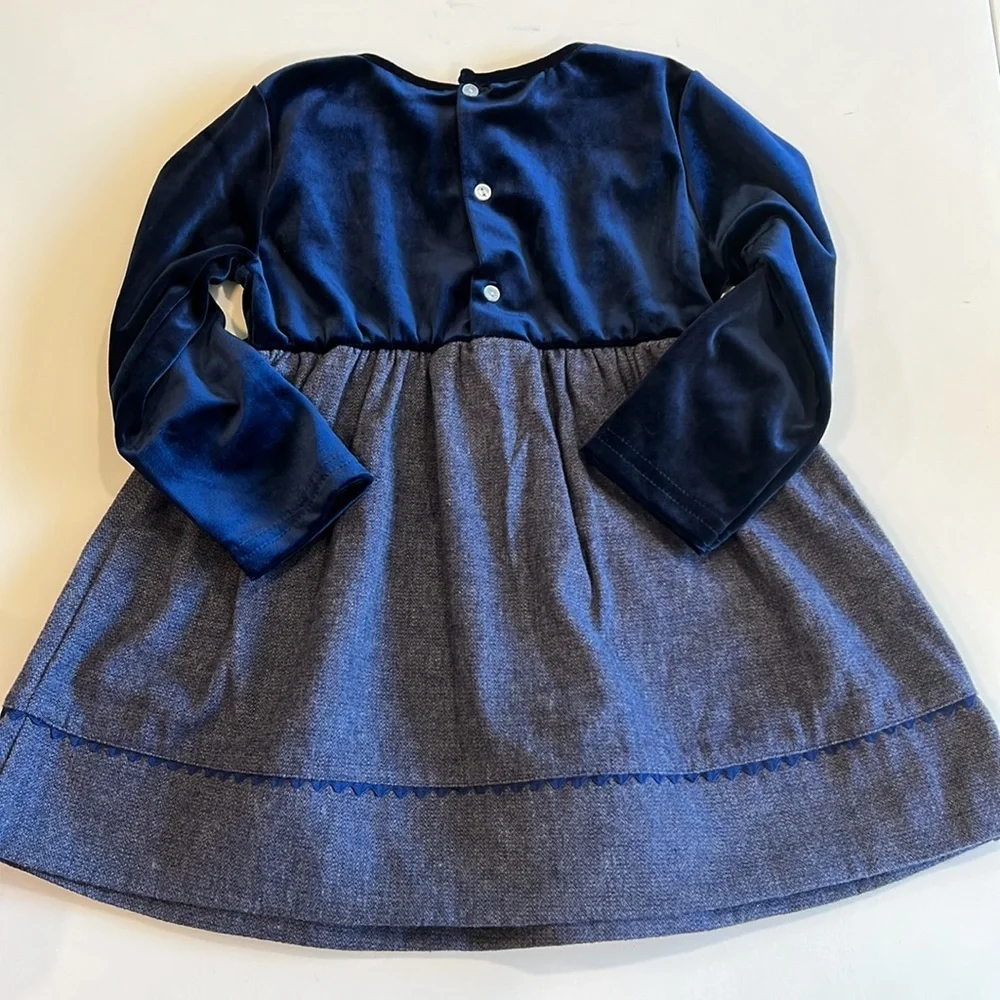 Allison Ann - 4T navy flannel and velvet winter dress